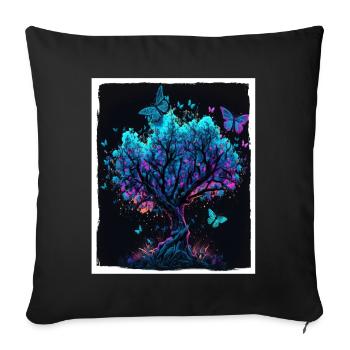 Arbres Papillons Abstrait Nature Forêt Grunge - Housse de coussin décorative 45 x 45 cm - noir - Devant