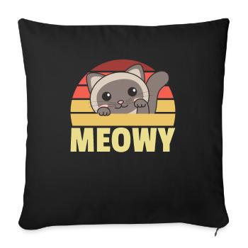 kawaii cat cute manga anime cats retro meowy - Sofa pillowcase 17,3'' x 17,3'' (45 x 45 cm) - black - Front