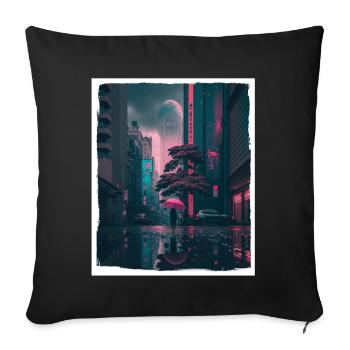 Vaporwave Aestethic Retro Japon Neon Emo Anime - Housse de coussin décorative 45 x 45 cm - noir - Devant