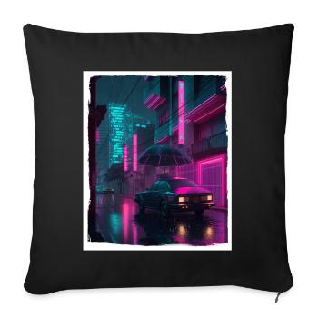 Vaporwave Aestethic Retro Japon Neon Emo Anime - Housse de coussin décorative 45 x 45 cm - noir - Devant
