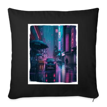 Vaporwave Aestethic Retro Japon Neon Emo Anime - Housse de coussin décorative 45 x 45 cm - noir - Devant
