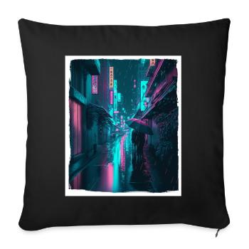 Vaporwave Aestethic Retro Japon Neon Emo Anime - Housse de coussin décorative 45 x 45 cm - noir - Devant