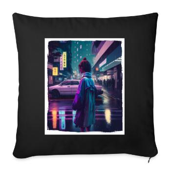 Vaporwave Aestethic Retro Japon Neon Emo Anime - Housse de coussin décorative 45 x 45 cm - noir - Devant