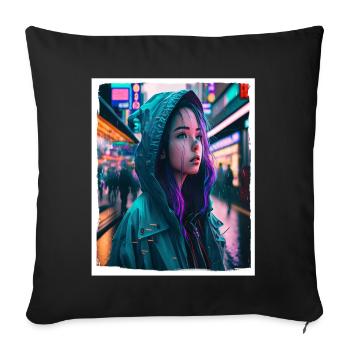 Vaporwave Aestethic Retro Japon Neon Emo Anime - Housse de coussin décorative 45 x 45 cm - noir - Devant