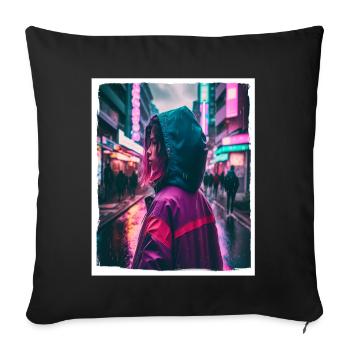 Vaporwave Aestethic Retro Japon Neon Emo Anime - Housse de coussin décorative 45 x 45 cm - noir - Devant