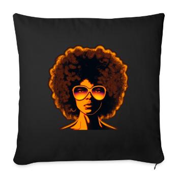 Afro Hair Retro Africa Queen Lunettes de soleil Neon - Housse de coussin décorative 45 x 45 cm - noir - Devant