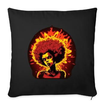 Afro Hair Retro Africa Queen Lunettes de soleil Neon - Housse de coussin décorative 45 x 45 cm - noir - Devant