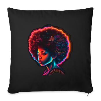 Afro Hair Retro Africa Queen Sunglasses Neon - Sofa pillowcase 17,3'' x 17,3'' (45 x 45 cm) - black - Front