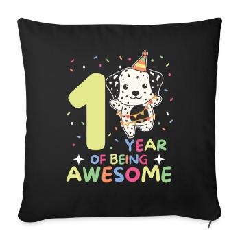 Dalmatians for 1st birthday for children one year - Sofa pillowcase 17,3'' x 17,3'' (45 x 45 cm) - black - Front