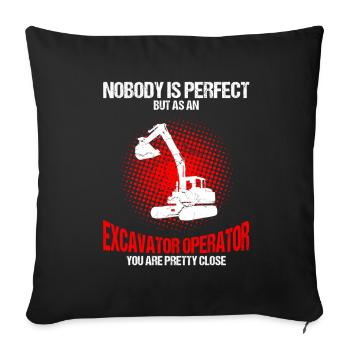 Conducteur de houe et opérateur de machinerie lourde - Housse de coussin décorative 45 x 45 cm - noir - Devant