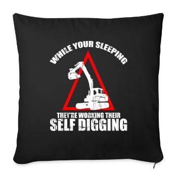 Baggerführer für Bagger und Sandbagger - Sofakissenbezug 45 x 45 cm - Schwarz - Vorne
