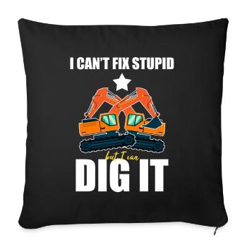 Conducteur de houe et opérateur de machinerie lourde - Housse de coussin décorative 45 x 45 cm - noir - Devant