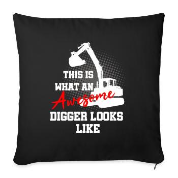 Conducteur de houe et opérateur de machinerie lourde - Housse de coussin décorative 45 x 45 cm - noir - Devant