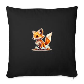 Süßer Fuchs Polygon Geometrisch Tiermotiv - Sofakissenbezug 45 x 45 cm - Schwarz - Vorne