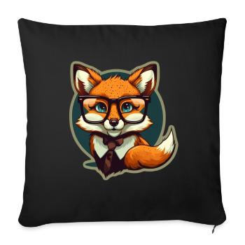 Renard mignon avec des lunettes de lecture Amateur de livres de renard - Housse de coussin décorative 45 x 45 cm - noir - Devant