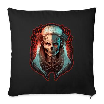 Evil Old Woman Horror Skeleton Demon Bikerin - Sofa pillowcase 17,3'' x 17,3'' (45 x 45 cm) - black - Front