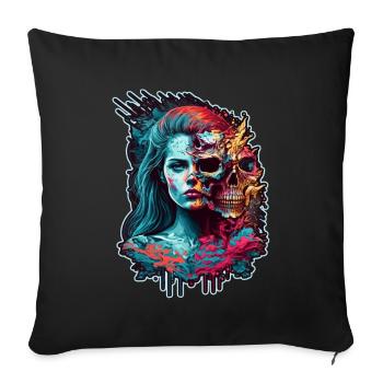 Evil Old Woman Horror Skeleton Demon Bikerin - Sofa pillowcase 17,3'' x 17,3'' (45 x 45 cm) - black - Front