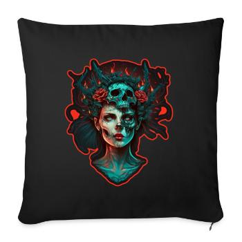 Evil Old Woman Horror Skeleton Demon Bikerin - Sofa pillowcase 17,3'' x 17,3'' (45 x 45 cm) - black - Front