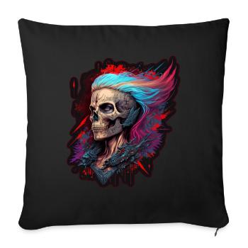 Evil Old Woman Horror Skeleton Demon Bikerin - Sofa pillowcase 17,3'' x 17,3'' (45 x 45 cm) - black - Front