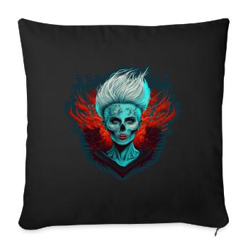 Evil Old Woman Horror Skeleton Demon Bikerin - Sofa pillowcase 17,3'' x 17,3'' (45 x 45 cm) - black - Front