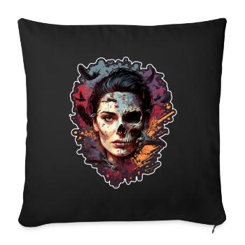 Evil Old Woman Horror Skeleton Demon Bikerin - Sofa pillowcase 17,3'' x 17,3'' (45 x 45 cm) - black - Front