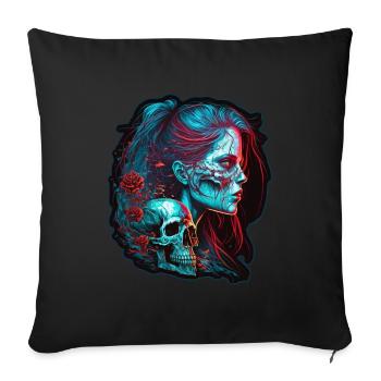 Evil Old Woman Horror Skeleton Demon Bikerin - Sofa pillowcase 17,3'' x 17,3'' (45 x 45 cm) - black - Front
