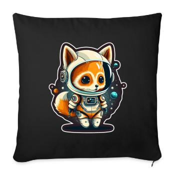Mignon Fox Space Astronaute Planète Espace - Housse de coussin décorative 45 x 45 cm - noir - Devant
