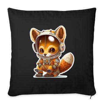 Mignon Fox Space Astronaute Planète Espace - Housse de coussin décorative 45 x 45 cm - noir - Devant