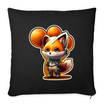 Mignon Fox Space Astronaute Planète Espace - Housse de coussin décorative 45 x 45 cm - noir - Devant