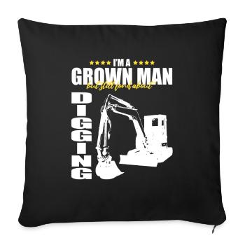 Excavator design for excavator operators - Sofa pillowcase 17,3'' x 17,3'' (45 x 45 cm) - black - Front