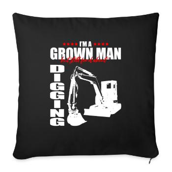 Conducteur de houe et opérateur de machinerie lourde - Housse de coussin décorative 45 x 45 cm - noir - Devant