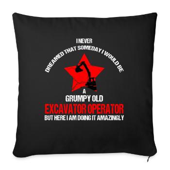 Conducteur de houe et opérateur de machinerie lourde - Housse de coussin décorative 45 x 45 cm - noir - Devant