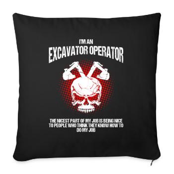 Conducteur de houe et opérateur de machinerie lourde - Housse de coussin décorative 45 x 45 cm - noir - Devant