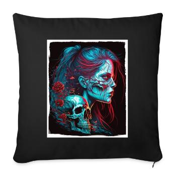 Evil Old Woman Horror Skeleton Demon Bikerin - Sofa pillowcase 17,3'' x 17,3'' (45 x 45 cm) - black - Front