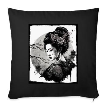 Fleurs de cerisier du Japon Geisha Neon - Housse de coussin décorative 45 x 45 cm - noir - Devant