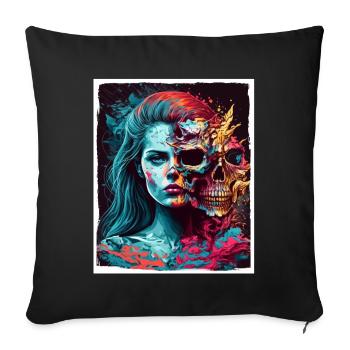 Evil Old Woman Horror Skeleton Demon Bikerin - Sofa pillowcase 17,3'' x 17,3'' (45 x 45 cm) - black - Front