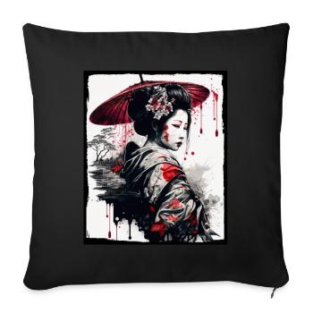 Fleurs de cerisier du Japon Geisha Neon - Housse de coussin décorative 45 x 45 cm - noir - Devant