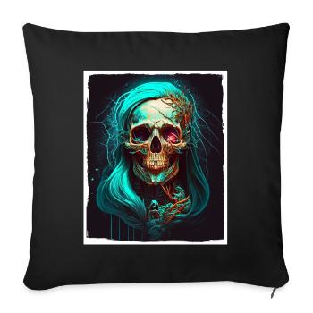 Evil Old Woman Horror Skeleton Demon Bikerin - Sofa pillowcase 17,3'' x 17,3'' (45 x 45 cm) - black - Front