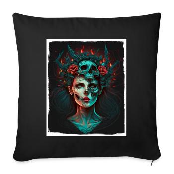Evil Old Woman Horror Skeleton Demon Bikerin - Sofa pillowcase 17,3'' x 17,3'' (45 x 45 cm) - black - Front