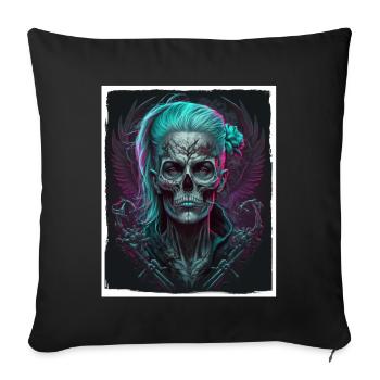 Evil Old Woman Horror Skeleton Demon Bikerin - Sofa pillowcase 17,3'' x 17,3'' (45 x 45 cm) - black - Front