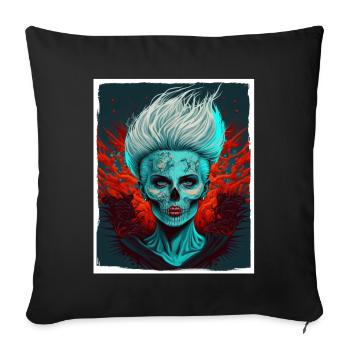 Evil Old Woman Horror Skeleton Demon Bikerin - Sofa pillowcase 17,3'' x 17,3'' (45 x 45 cm) - black - Front