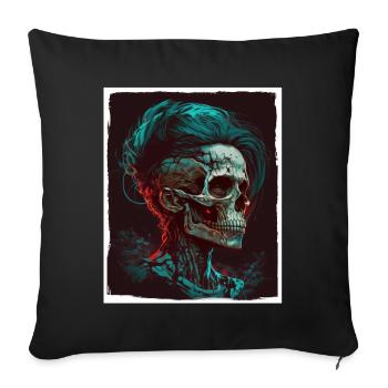 Evil Old Woman Horror Skeleton Demon Bikerin - Sofa pillowcase 17,3'' x 17,3'' (45 x 45 cm) - black - Front