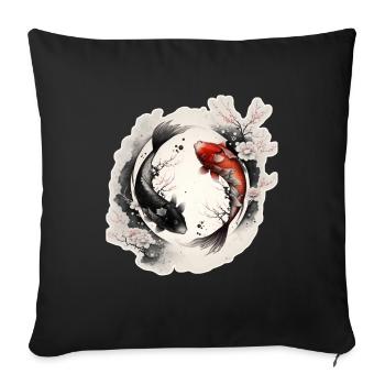Japan Koi Fish Carp Japanese Cherry Blossom - Sofa pillowcase 17,3'' x 17,3'' (45 x 45 cm) - black - Front