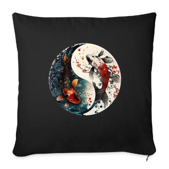 Japan Koi Fish Carp Japanese Cherry Blossom - Sofa pillowcase 17,3'' x 17,3'' (45 x 45 cm) - black - Front