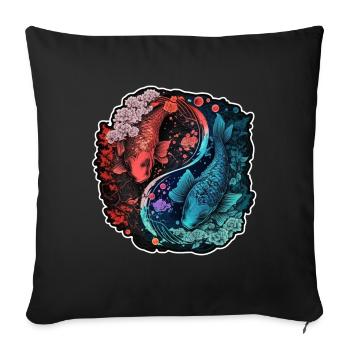 Japan Koi Fish Carp Japanese Cherry Blossom - Sofa pillowcase 17,3'' x 17,3'' (45 x 45 cm) - black - Front