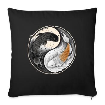 Japan Koi Fish Carp Japanese Cherry Blossom - Sofa pillowcase 17,3'' x 17,3'' (45 x 45 cm) - black - Front