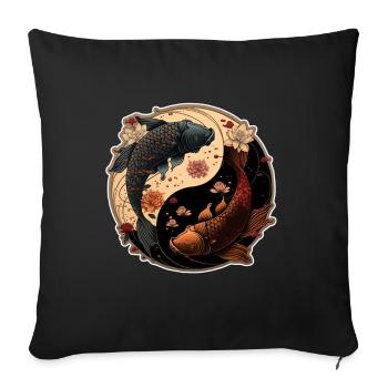 Japan Koi Fish Carp Japanese Cherry Blossom - Sofa pillowcase 17,3'' x 17,3'' (45 x 45 cm) - black - Front