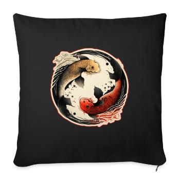 Japan Koi Fish Carp Japanese Cherry Blossom - Sofa pillowcase 17,3'' x 17,3'' (45 x 45 cm) - black - Front