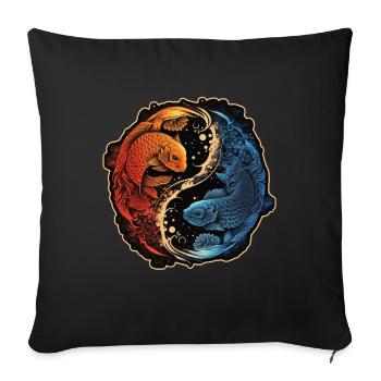 Japan Koi Fish Carp Japanese Cherry Blossom - Sofa pillowcase 17,3'' x 17,3'' (45 x 45 cm) - black - Front