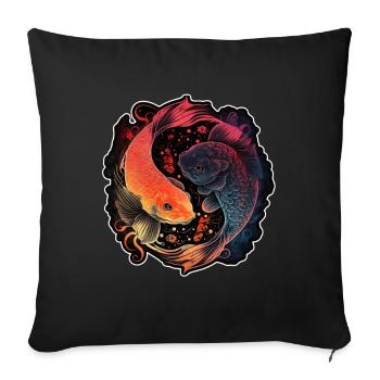 Japan Koi Fish Carp Japanese Cherry Blossom - Sofa pillowcase 17,3'' x 17,3'' (45 x 45 cm) - black - Front